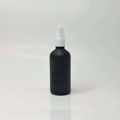 100ml Black Glass Bottle - White Spray