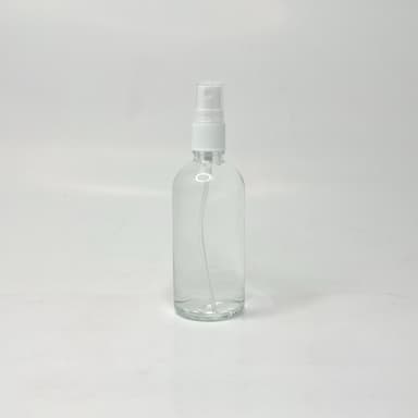 100ml Clear Glass Bottle - White Spray
