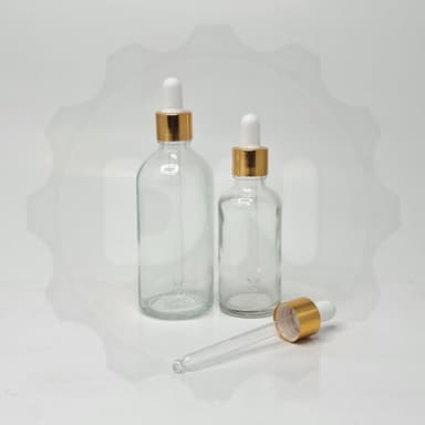 Clear Glass Serum Bottle - Gold / White