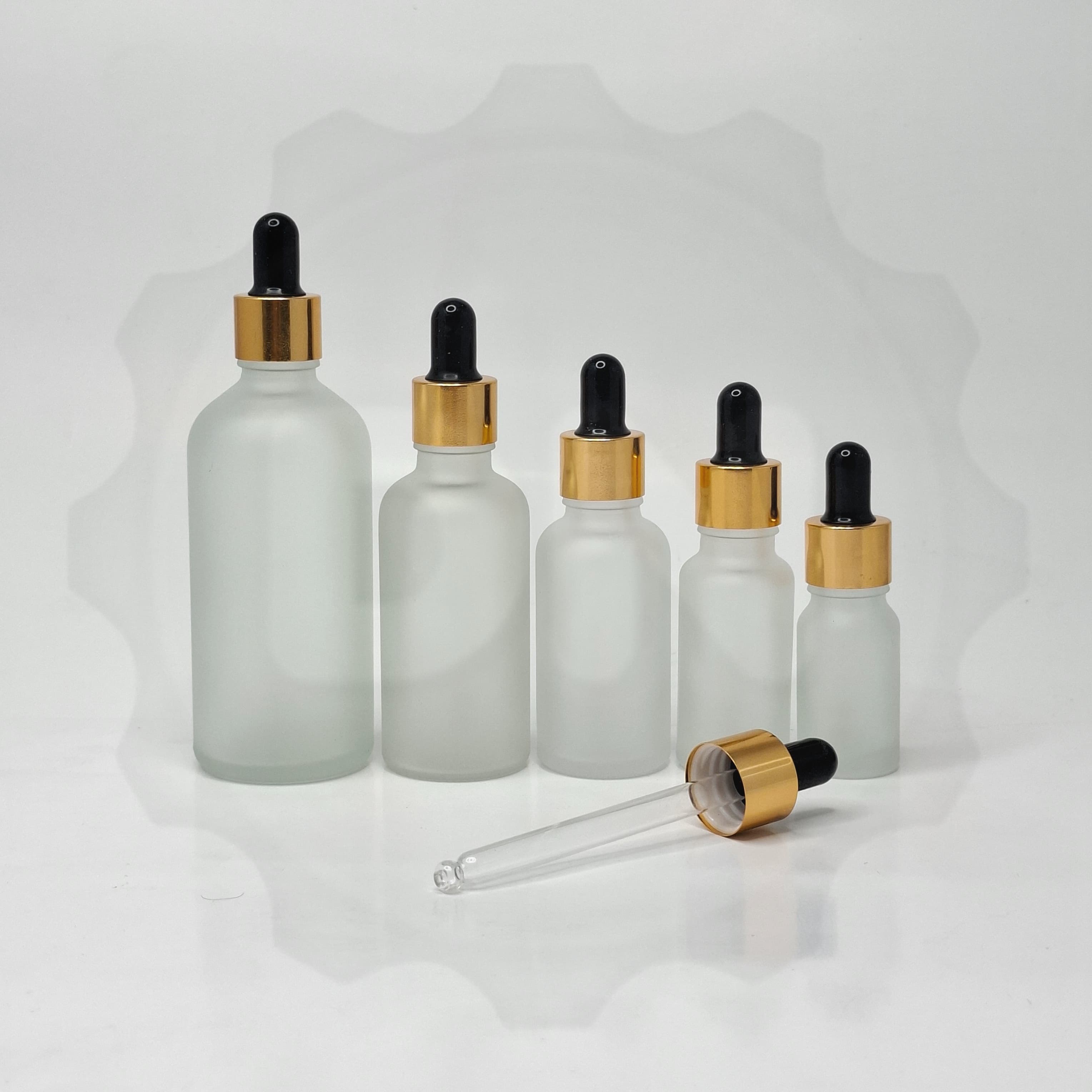 Main image of Frosted Glass Serum Bottle - Gold / Black