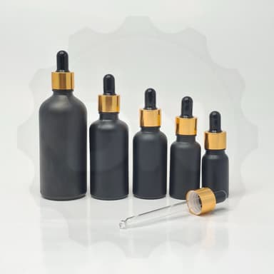 Black Glass Serum Bottle - Gold / Black