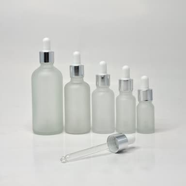 Frosted Glass Serum Bottles - Silver / White
