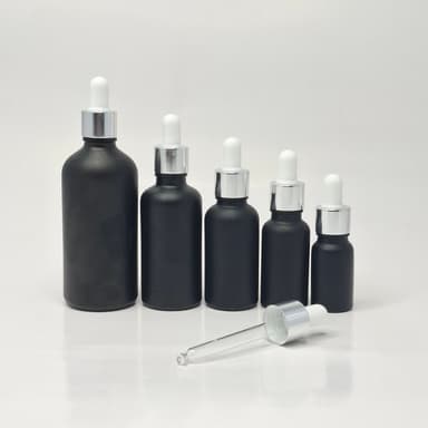 Black Glass Serum Bottle - Silver / White