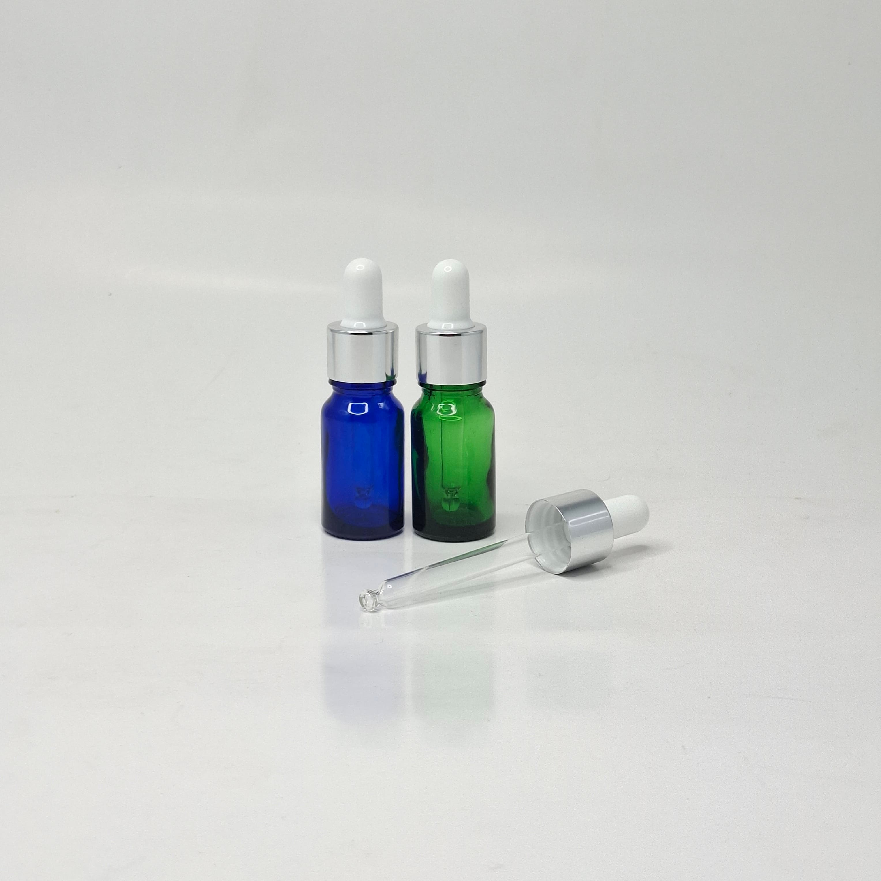 Main image of 10ml Coloured Glass Serum Bottle - Silver / White