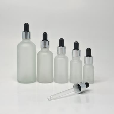 Frosted Glass Serum Bottle - Silver / Black
