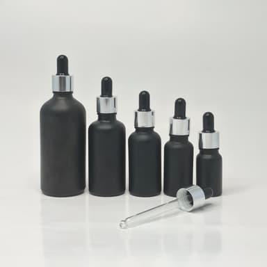 Black Glass Serum Bottle - Silver/Black