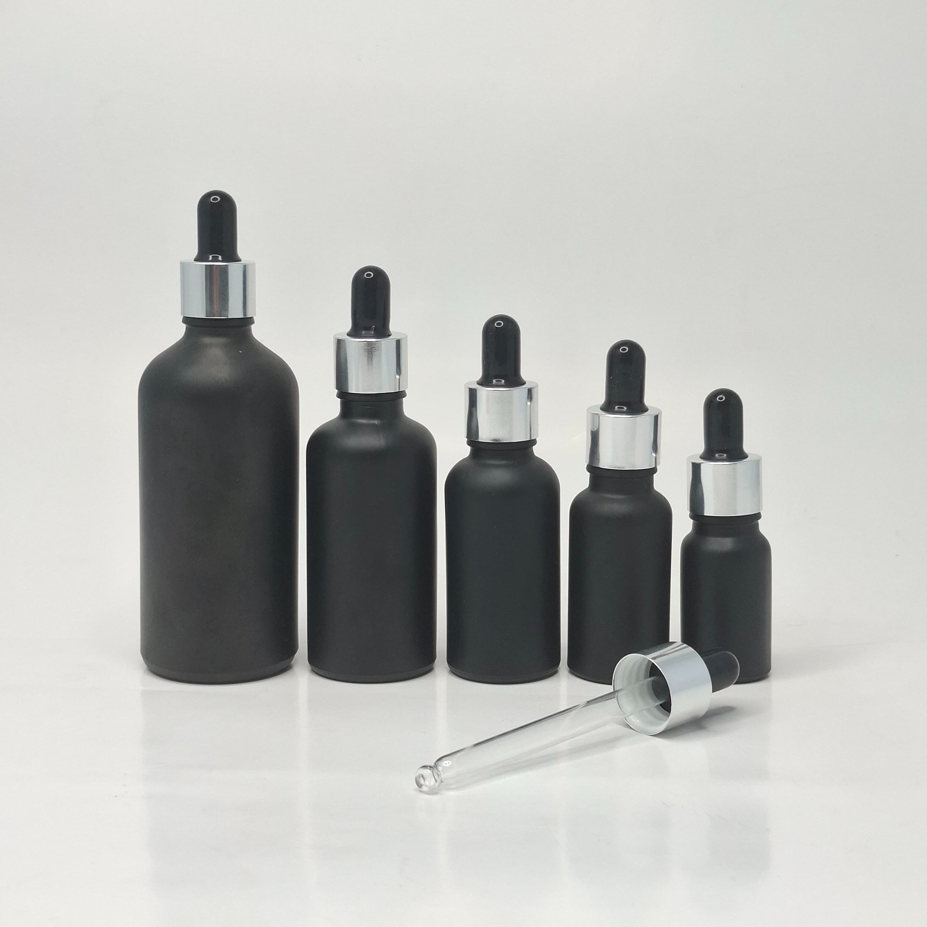 Main image of Black Glass Serum Bottle - Silver/Black