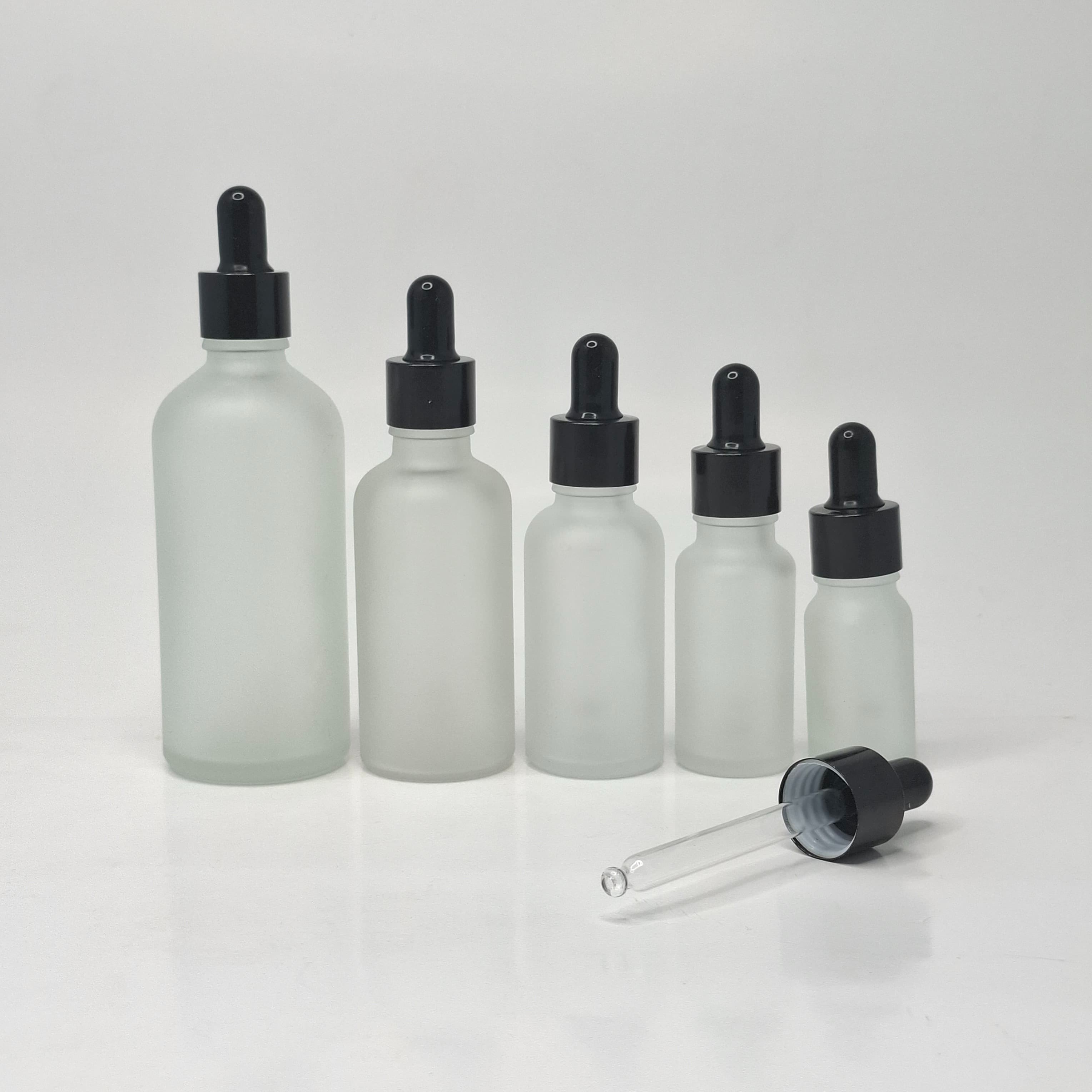 Main image of Frosted Glass Serum Bottle - Black / Black