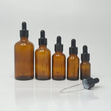 Amber Glass Serum Bottle - Black / Black