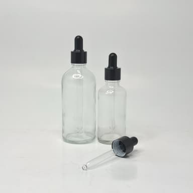 Clear Glass Serum Bottle - Black / Black