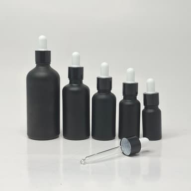 Black Glass Serum Bottle - Black/White