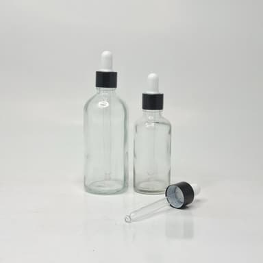 Clear Glass Serum Bottle - Black / White