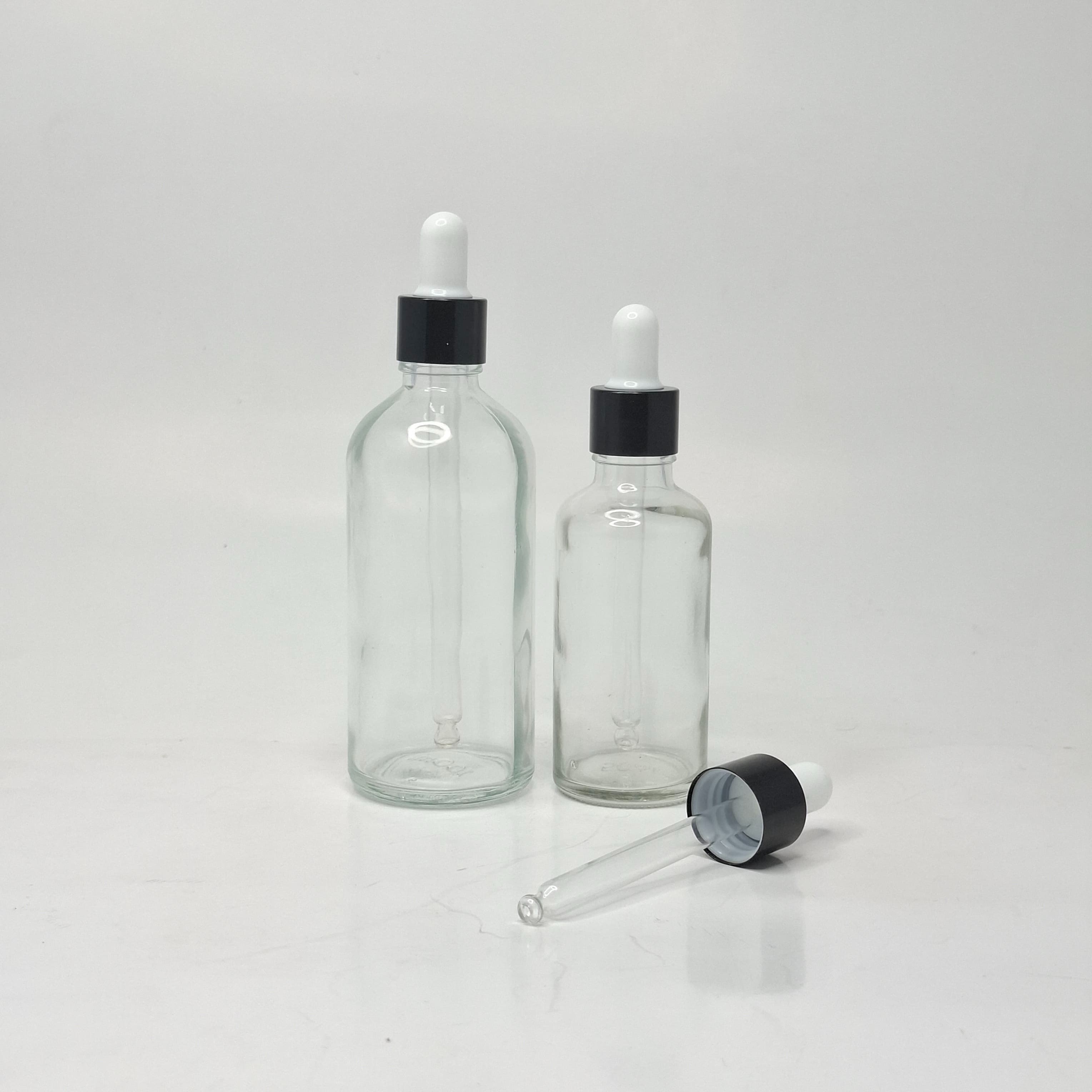 Main image of Clear Glass Serum Bottle - Black / White