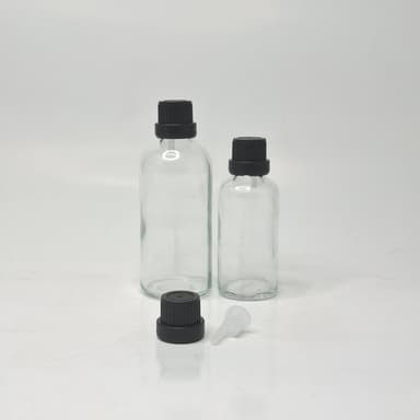 Clear Glass Bottle - Black Euro Dropper