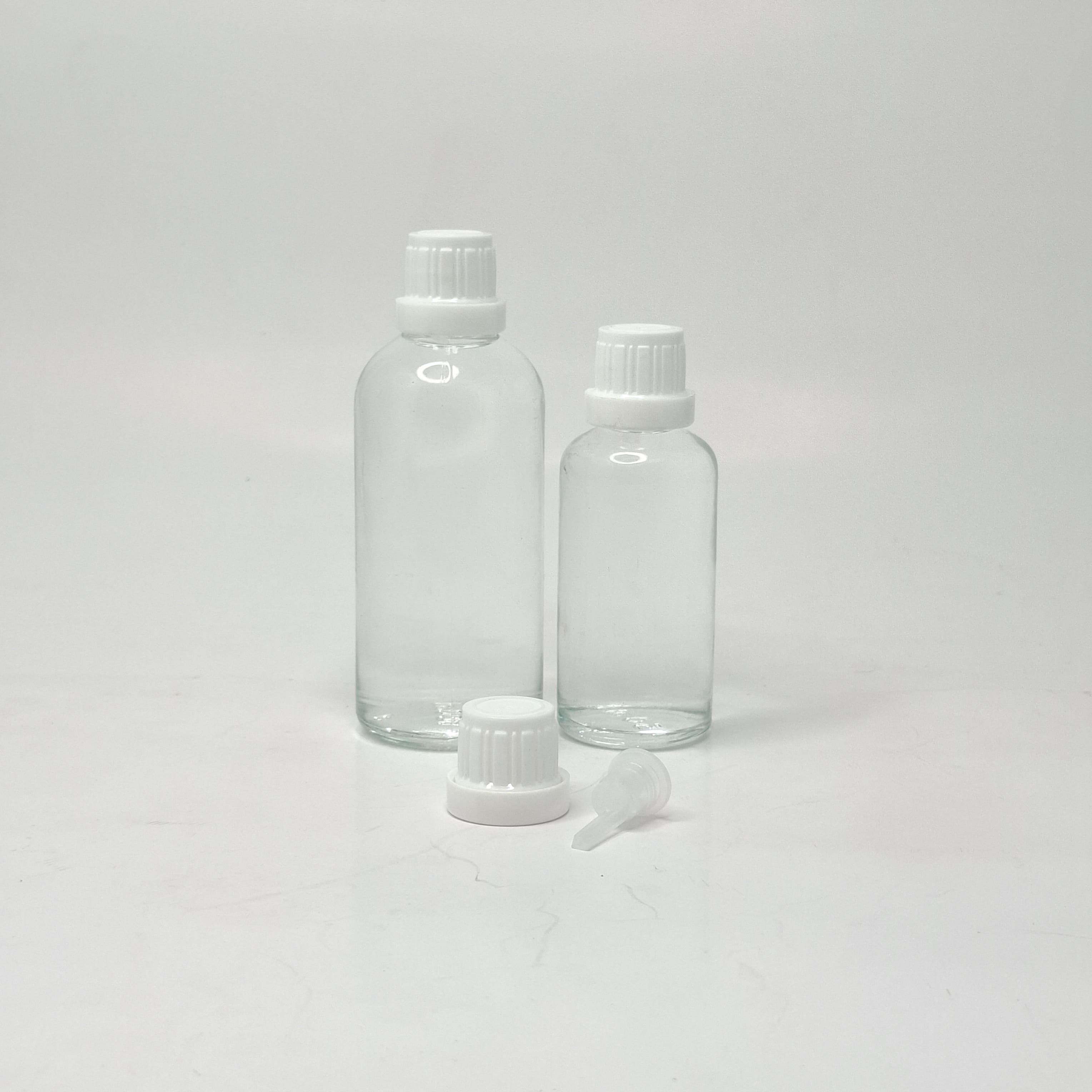 Main image of Clear Glass Bottle - White Euro Dropper