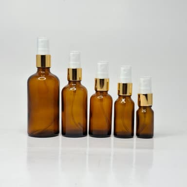 Amber Glass Bottle - Gold Spray