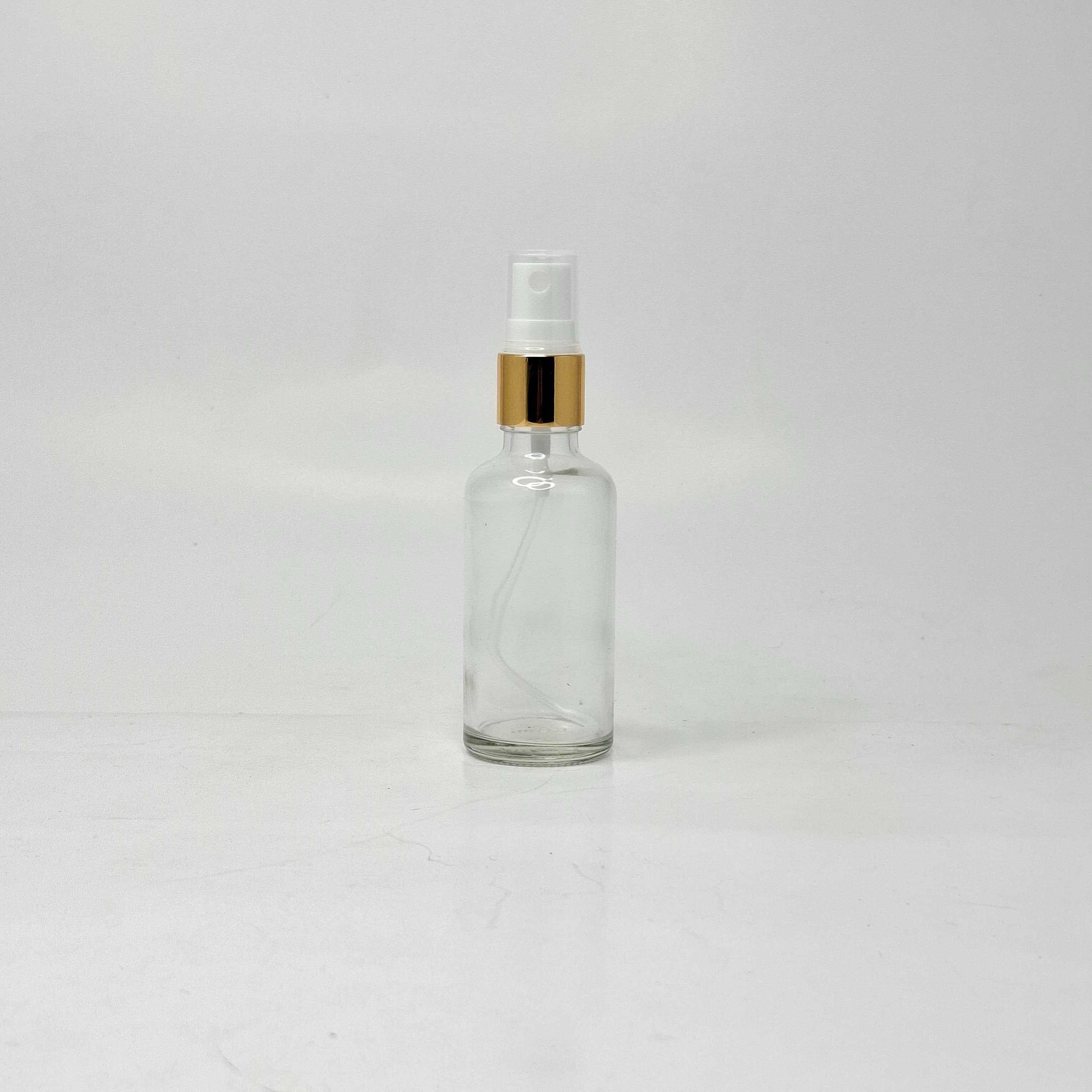 Main image of 50ml Clear Glass Bottle - Gold Spray