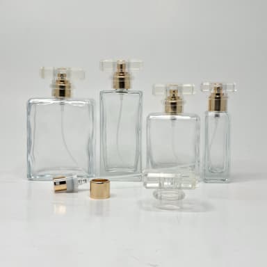 Square Glass Perfume Bottle -Gold spray With Square Lid