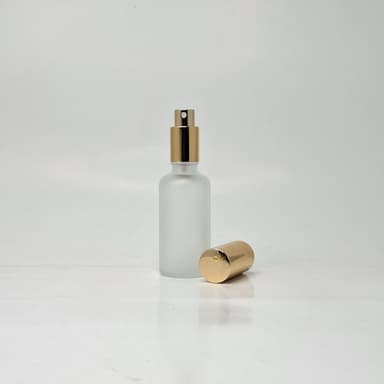 50ml Frosted Glass Bottle - Full Cover Gold Spray
