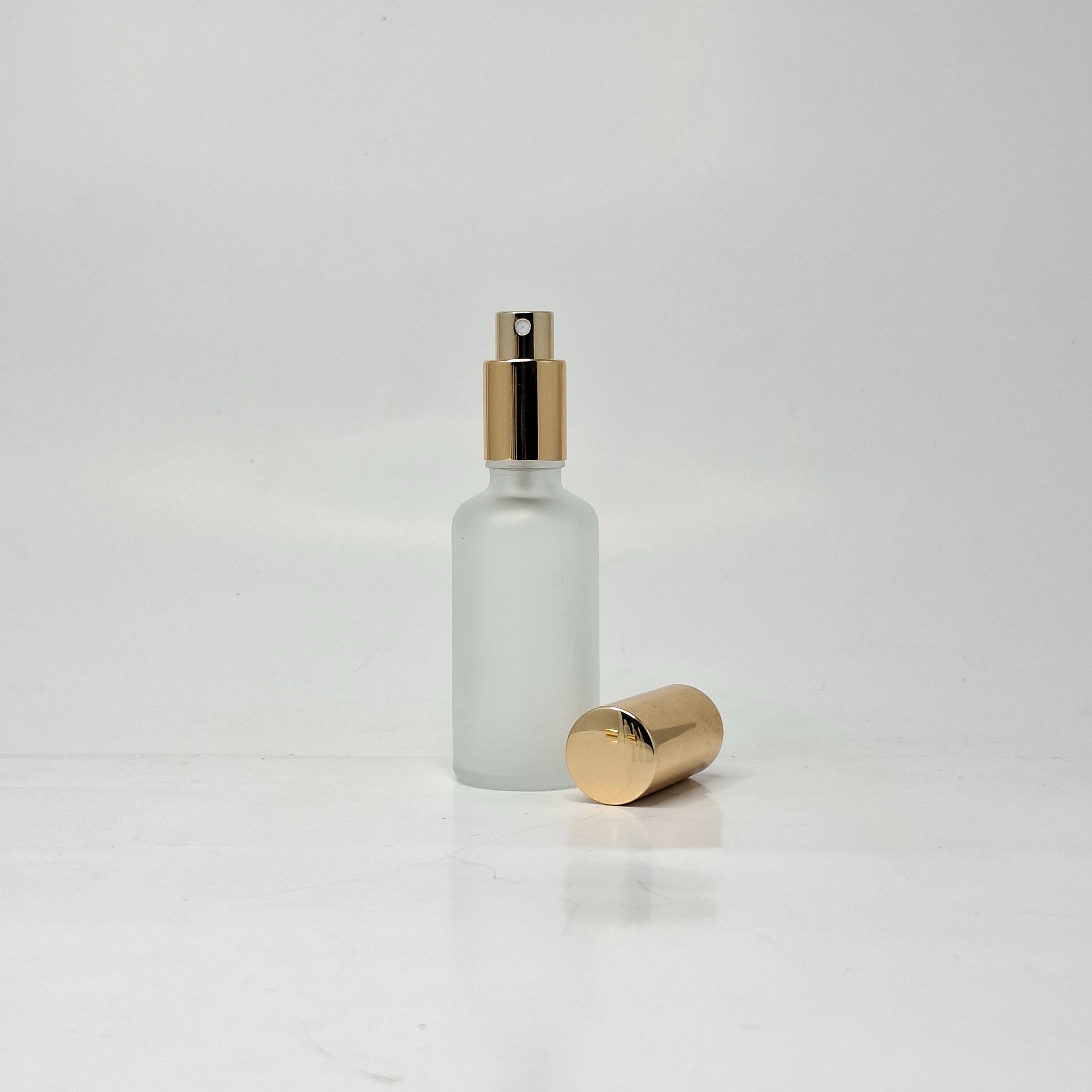 Main image of 50ml Frosted Glass Bottle - Full Cover Gold Spray
