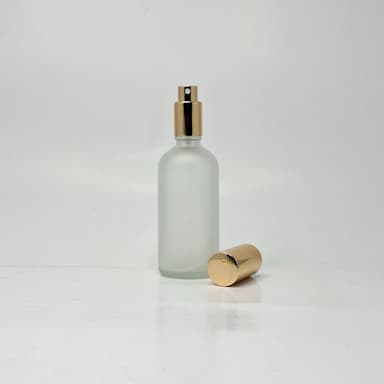 100ml Frosted Glass Bottle - Full Cover Gold Spray