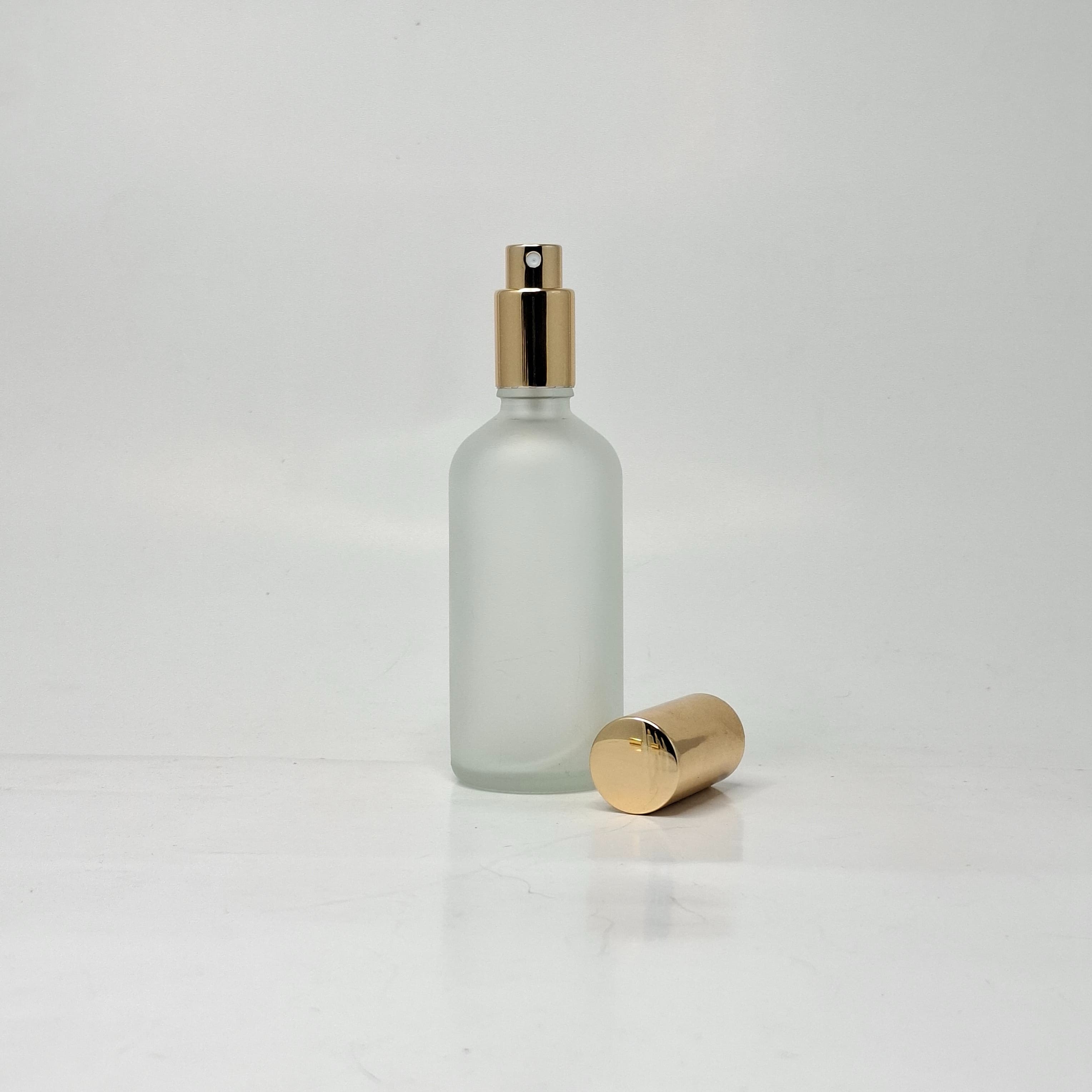 Main image of 100ml Frosted Glass Bottle - Full Cover Gold Spray