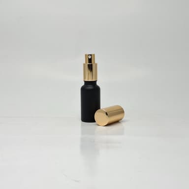 20ml Black Glass Bottle - Full Cover Gold Spray