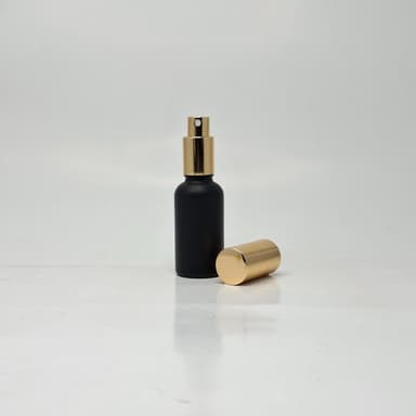 30ml Black Glass Bottle - Full Cover Gold Spray