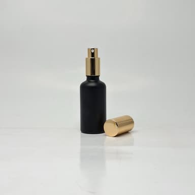 50ml Black Glass Bottle - Full Cover Gold Spray