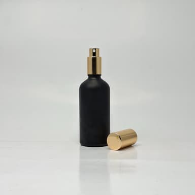 100ml Black Glass Bottle - Full Cover Gold Spray