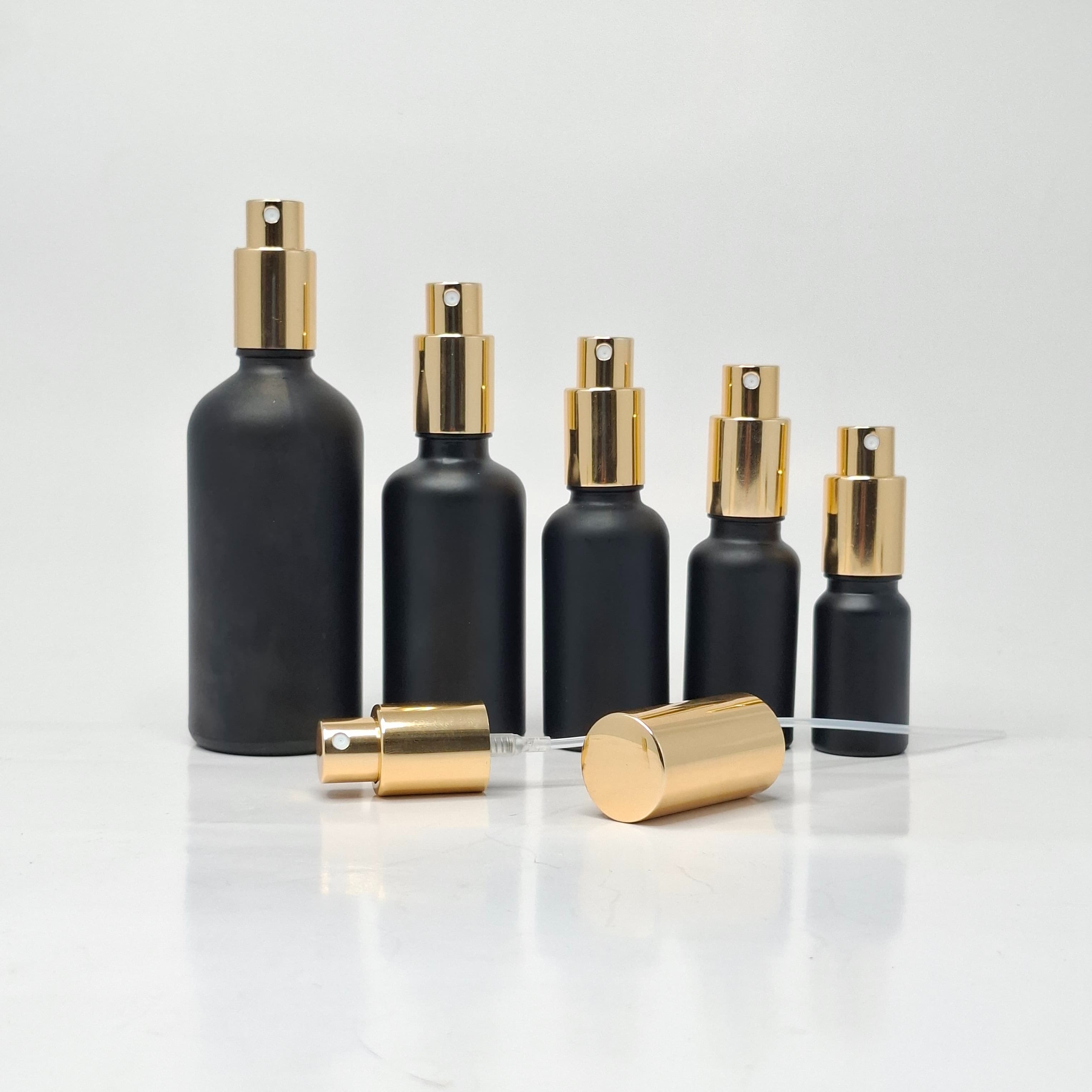 Thumbnail 2 of 50ml Black Glass Bottle - Full Cover Gold Spray