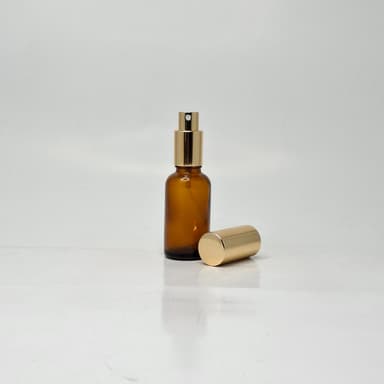 30ml  Amber Glass Bottle - Full Cover Gold Spray