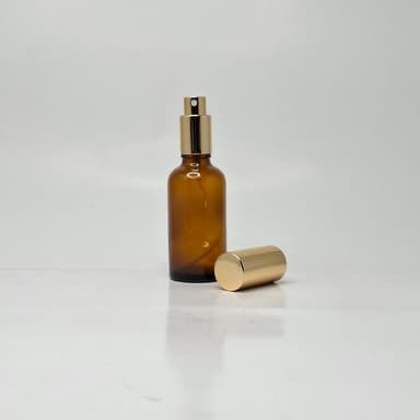 50ml  Amber Glass Bottle - Full Cover Gold Spray