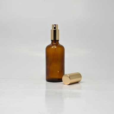 100ml Amber Glass Bottle - Full Cover Gold Spray