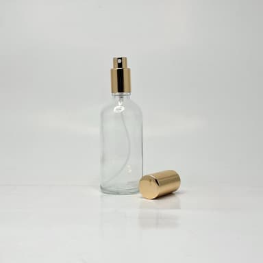 100ml Clear Glass Bottle - Full Cover Gold Spray