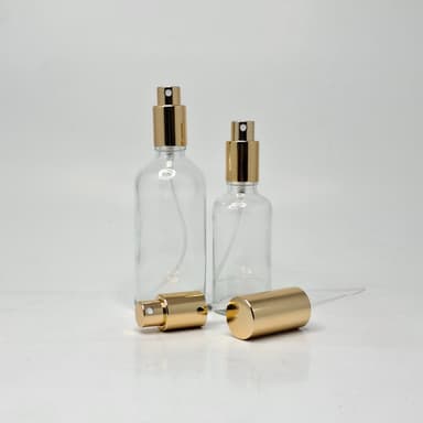 Clear Glass Bottle - Full Cover Gold Spray 