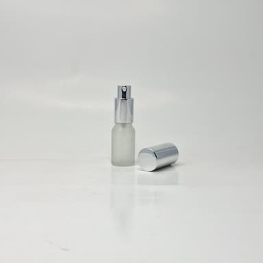 10ml Frosted Glass Bottle - Full Cover Silver Spray