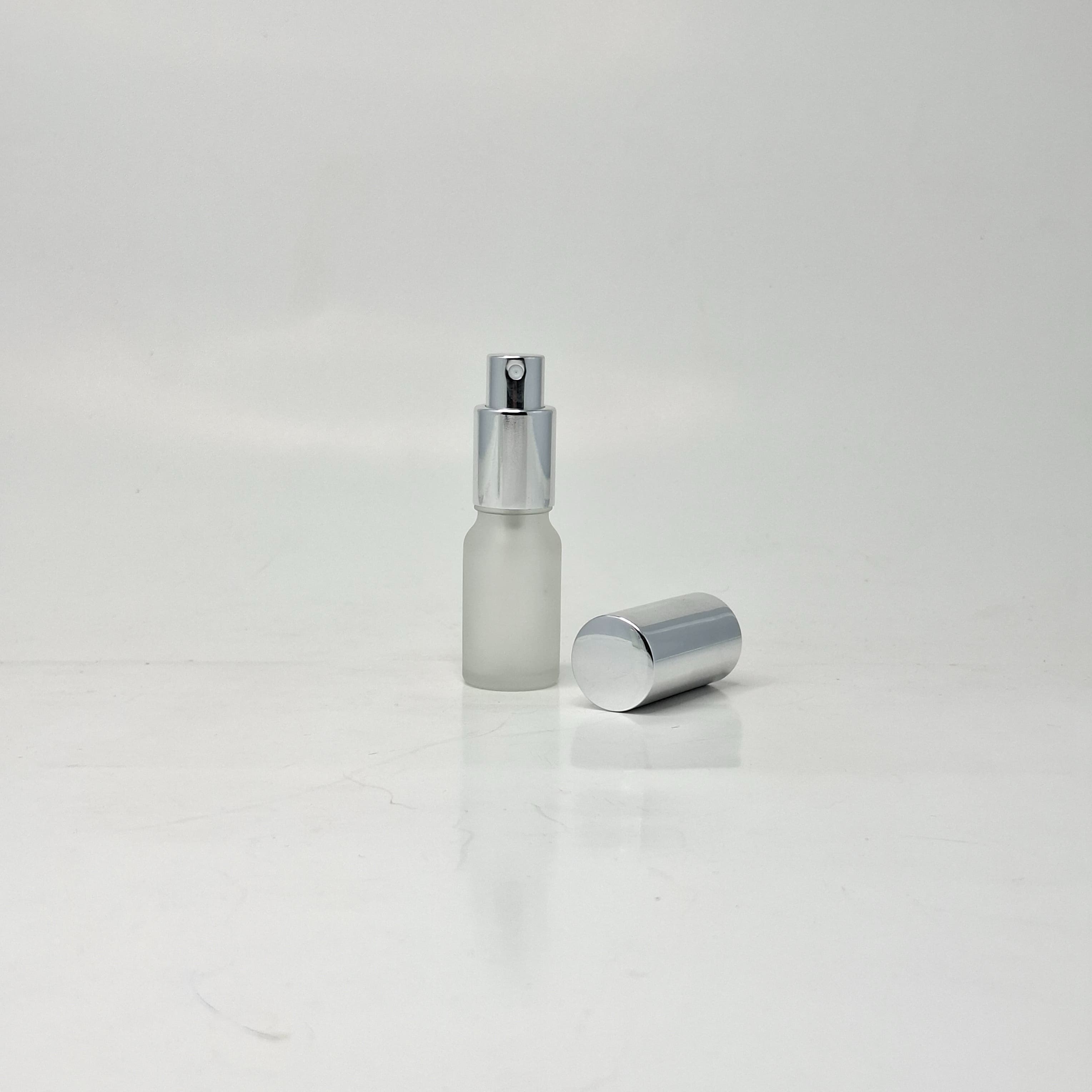 Main image of 10ml Frosted Glass Bottle - Full Cover Silver Spray