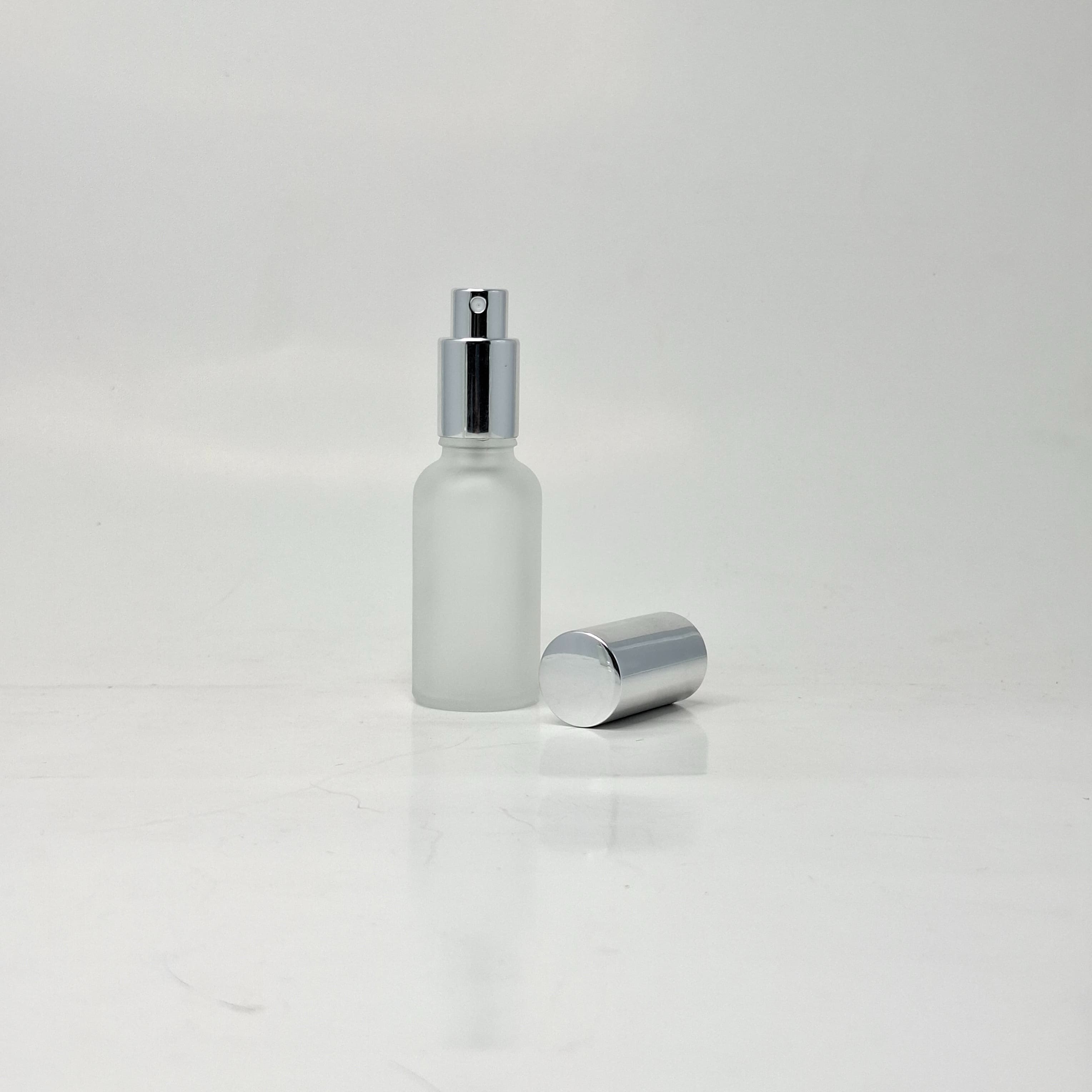 Main image of 30ml Frosted Glass Bottle - Full Cover Silver Spray
