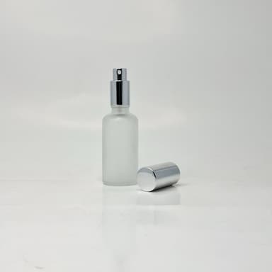50 ml Frosted Glass Bottle - Full Cover Silver Spray