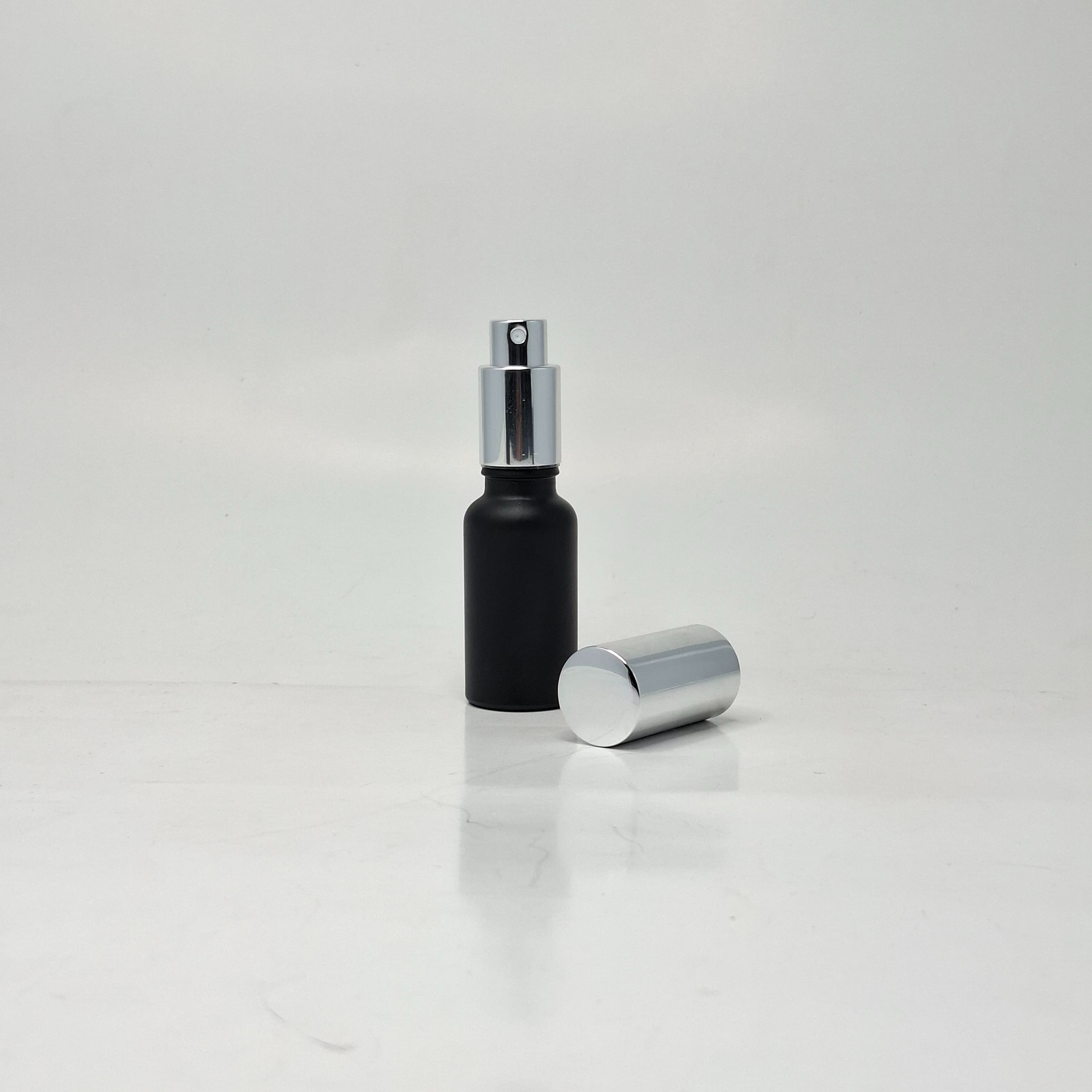 Main image of 20ml Black Glass Bottle - Full Cover Silver Spray 
