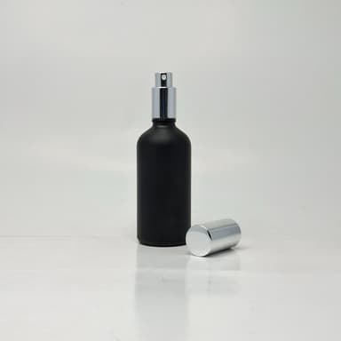 100ml Black Glass Bottle - Full Cover Silver Spray
