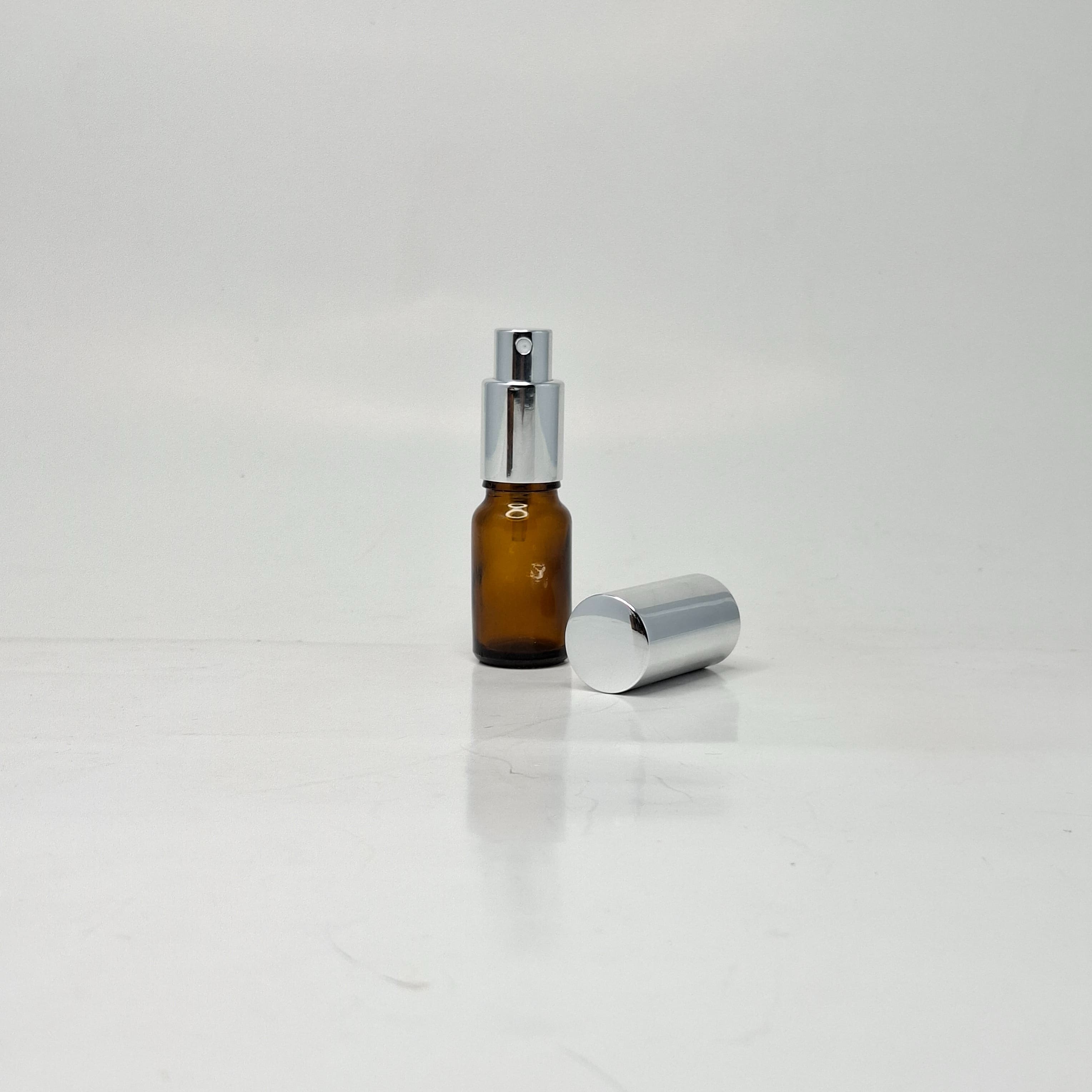 Main image of 10ml Amber Glass Bottle - Fill Cover Silver Spray