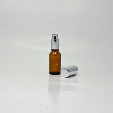 20ml Amber Glass Bottle - Full Cover Silver Spray