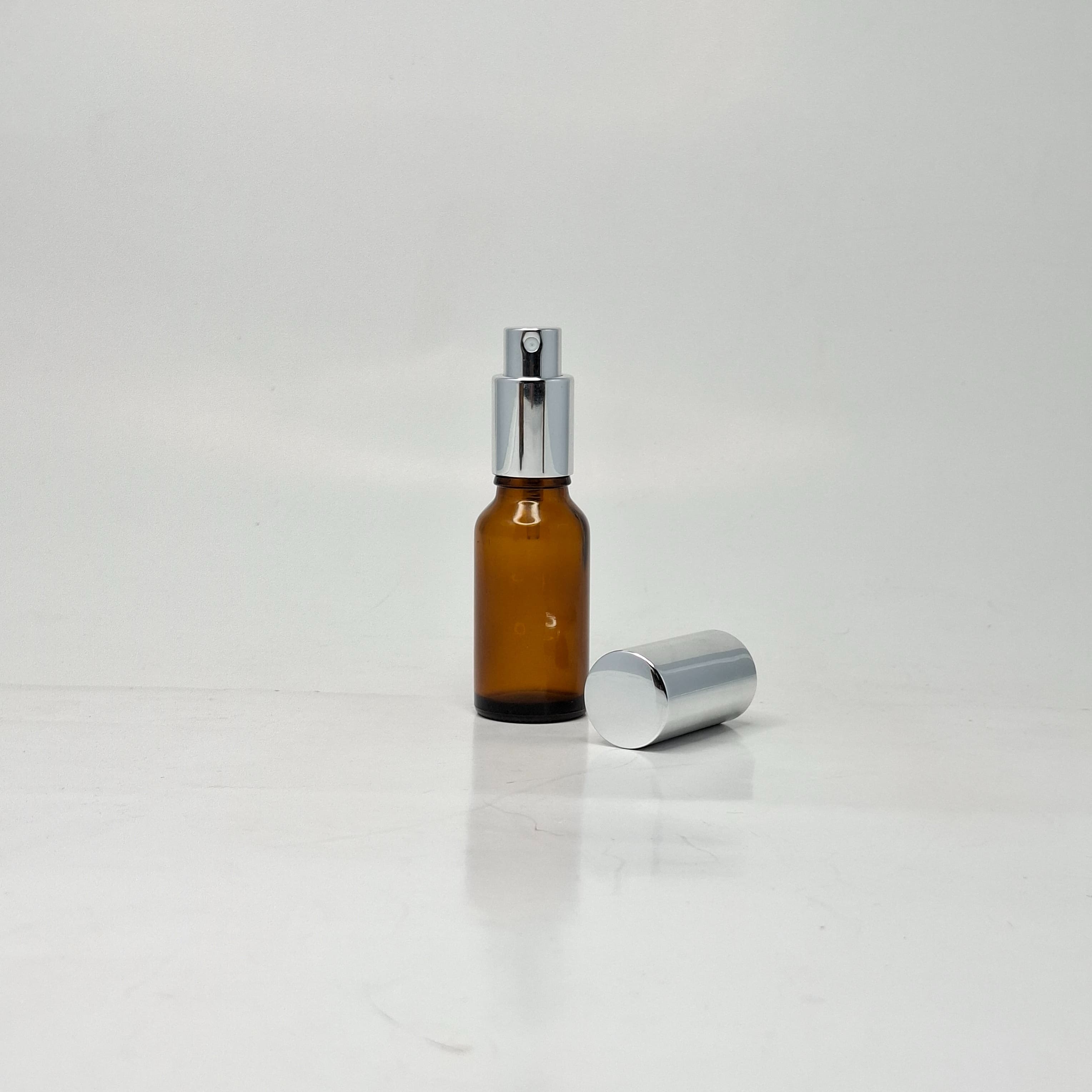 Main image of 20ml Amber Glass Bottle - Full Cover Silver Spray