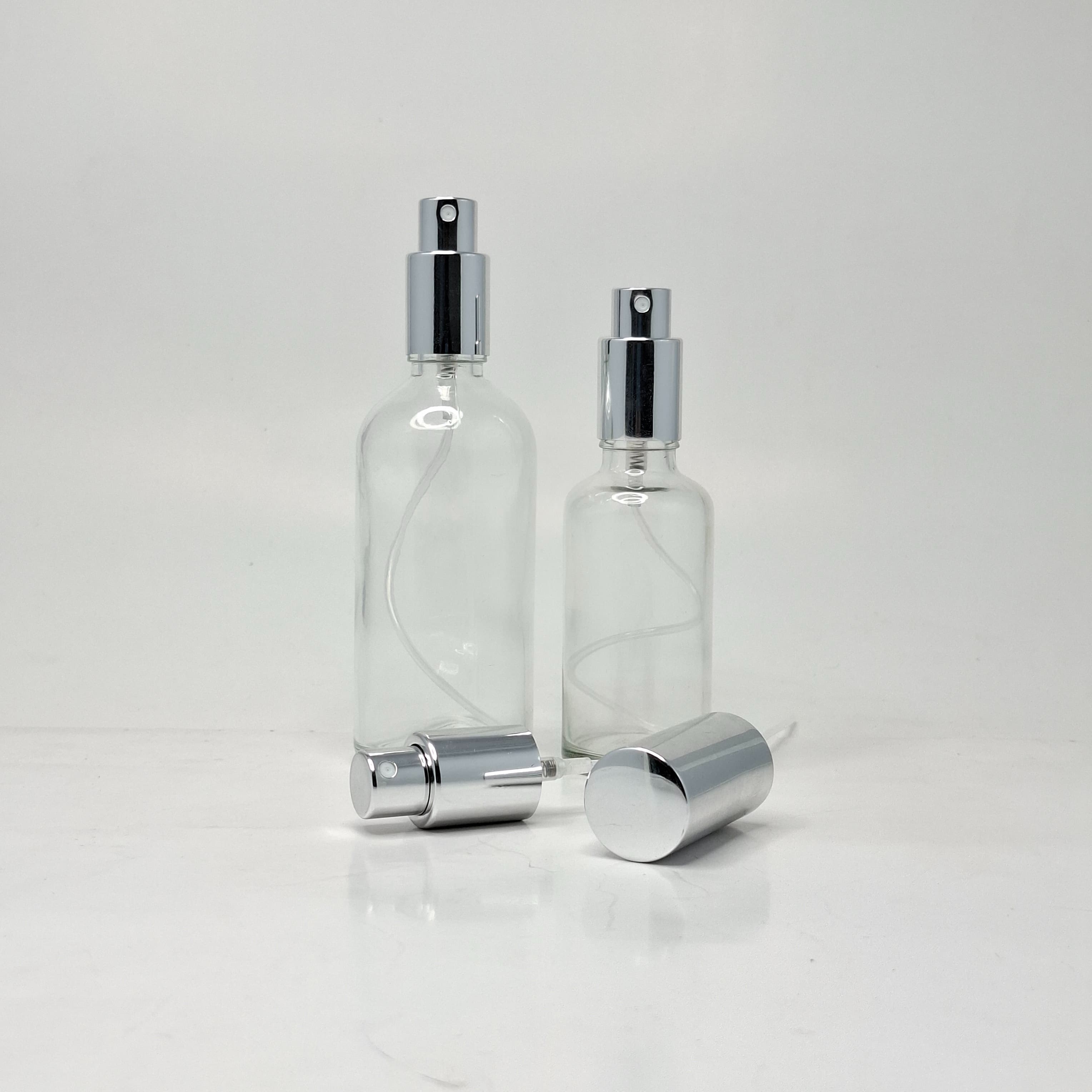 Main image of Clear Glass Bottle - Full Cover Silver Spray Spray 