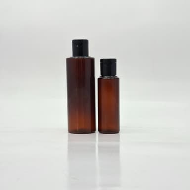 50ml-100ml Round Bottle Amber - Flip Top Lid Black