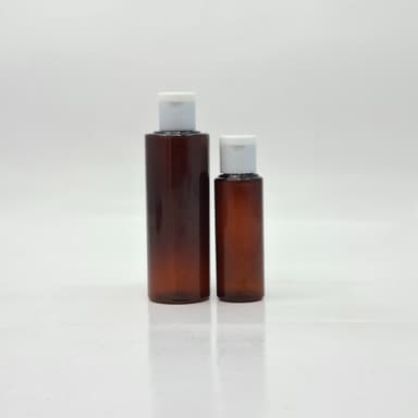 50ml-100ml Round Bottle Amber - Flip Top Lid White