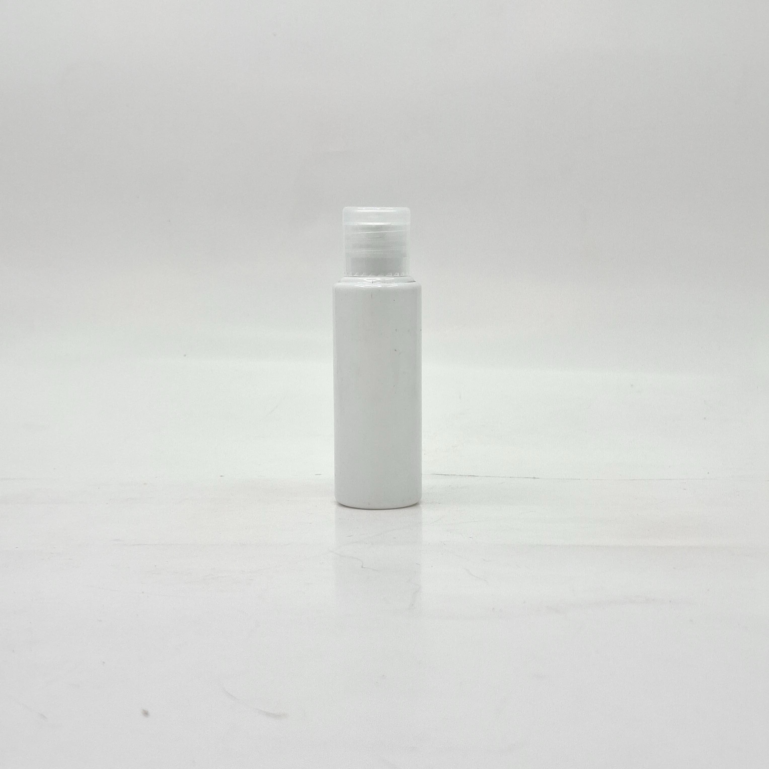 Main image of 50ml Round Bottle White - Flip Top Lid Clear