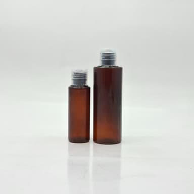50ml-100ml Round Bottle Amber - Flip Top Lid Clear